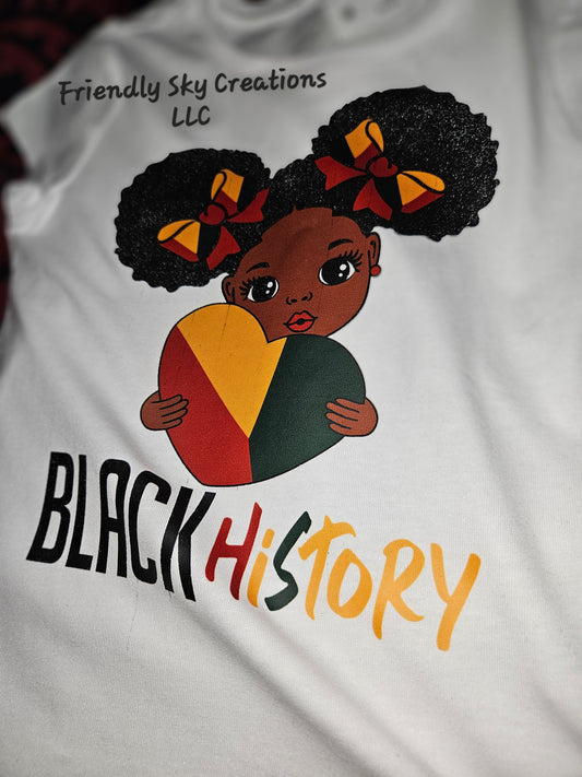 Kids Black "Girl" History Shirt