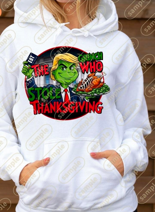Grinch Stole Thanksgiving sweatshirt, shirt, hoodie, Trump cartoon
