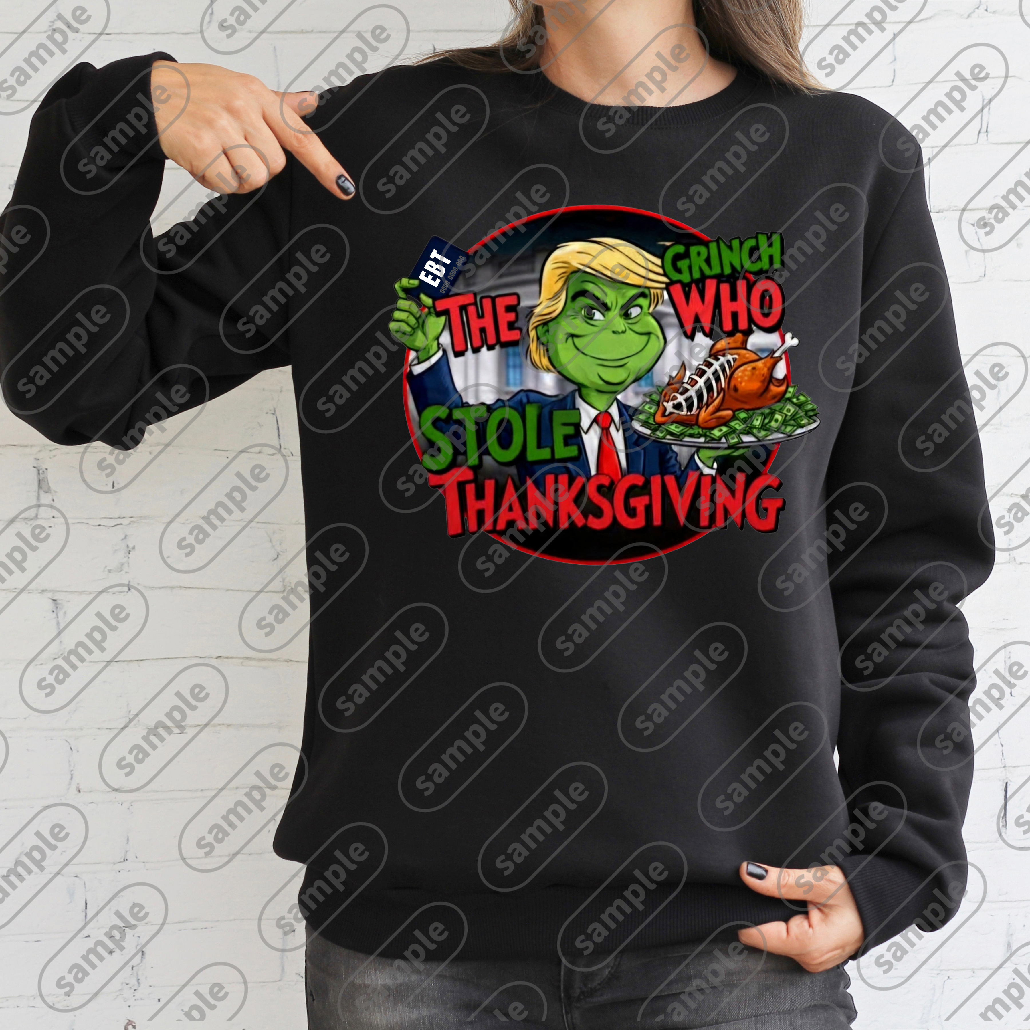 Grinch Stole Thanksgiving sweatshirt, shirt, hoodie, Trump cartoon
