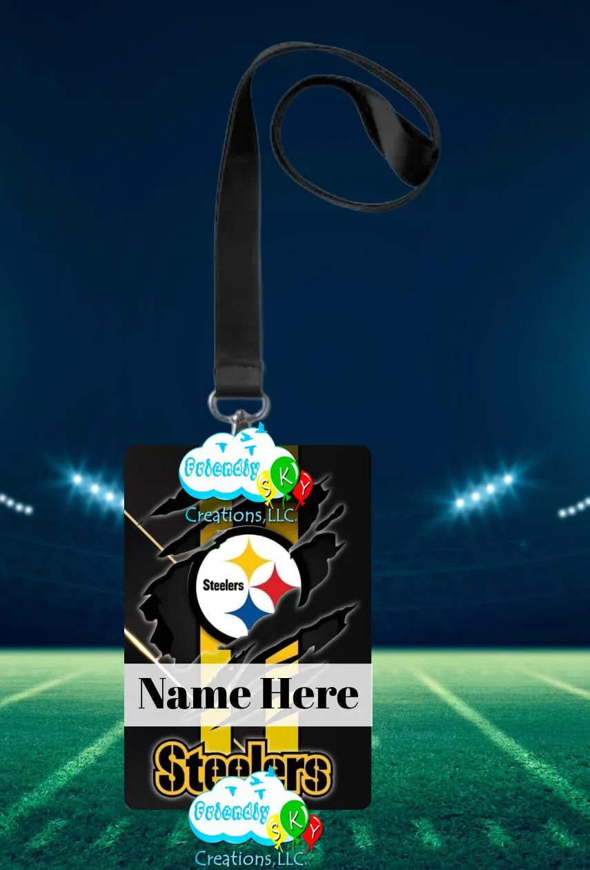 NFL Leather ID Card Holder, ID Holder With Lanyard, Rep your Team at work