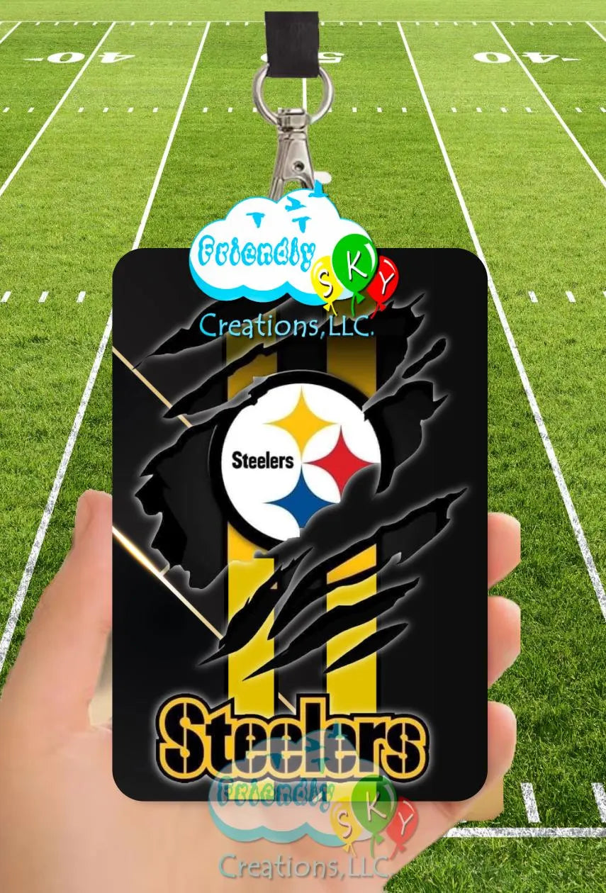 NFL Leather ID Card Holder, ID Holder With Lanyard, Rep your Team at work