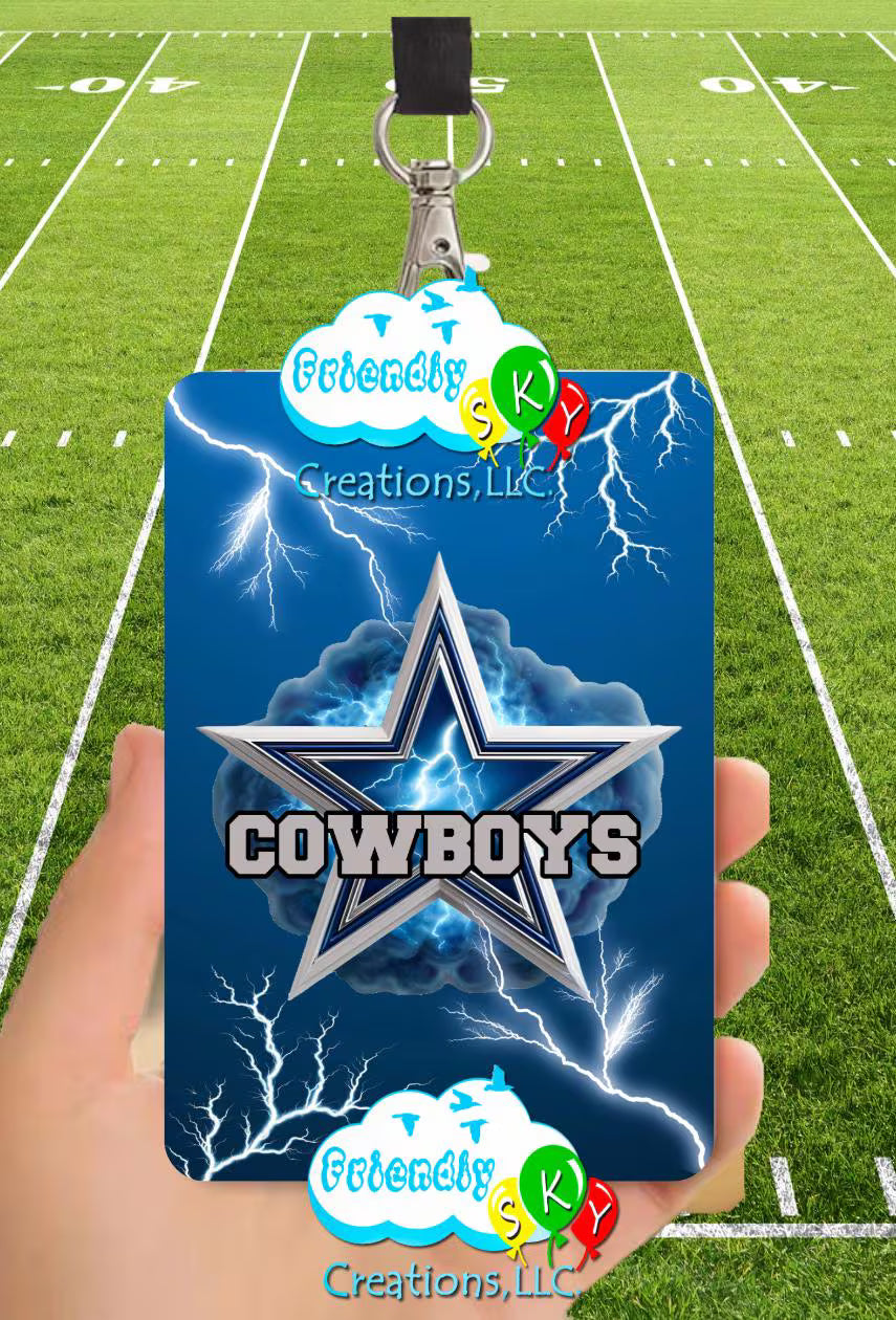 NFL Leather ID Card Holder, ID Holder With Lanyard, Rep your Team at work
