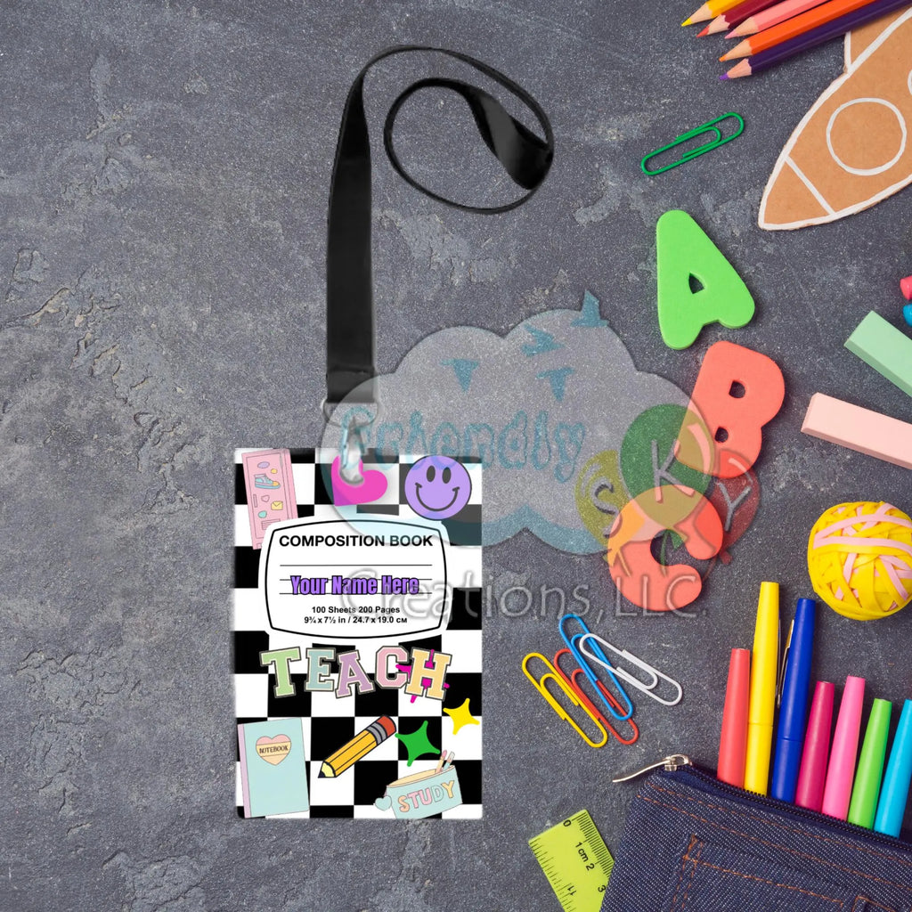 Students ID Badge Holder, Composition Book Style, 15 inch Lanyard
