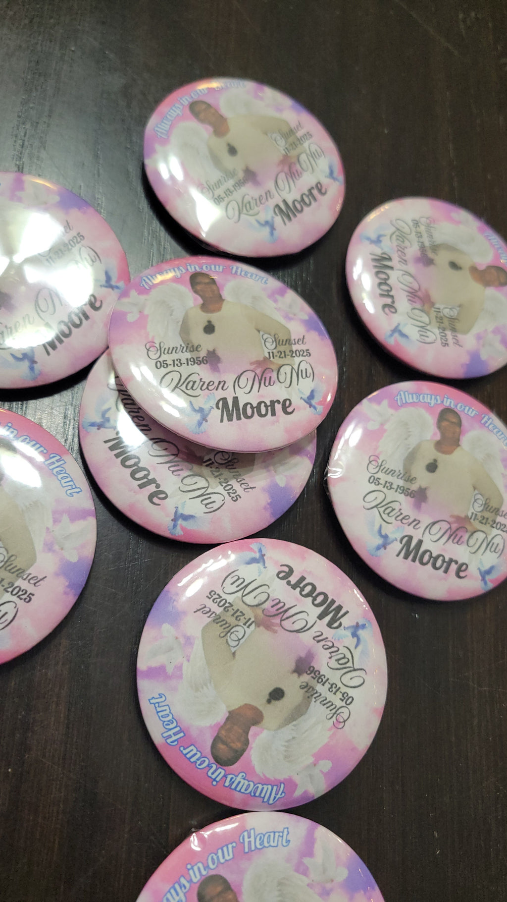 Photo and Text Button Pins, 2.25 inch Pinback Buttons, Personalized Picture Pins