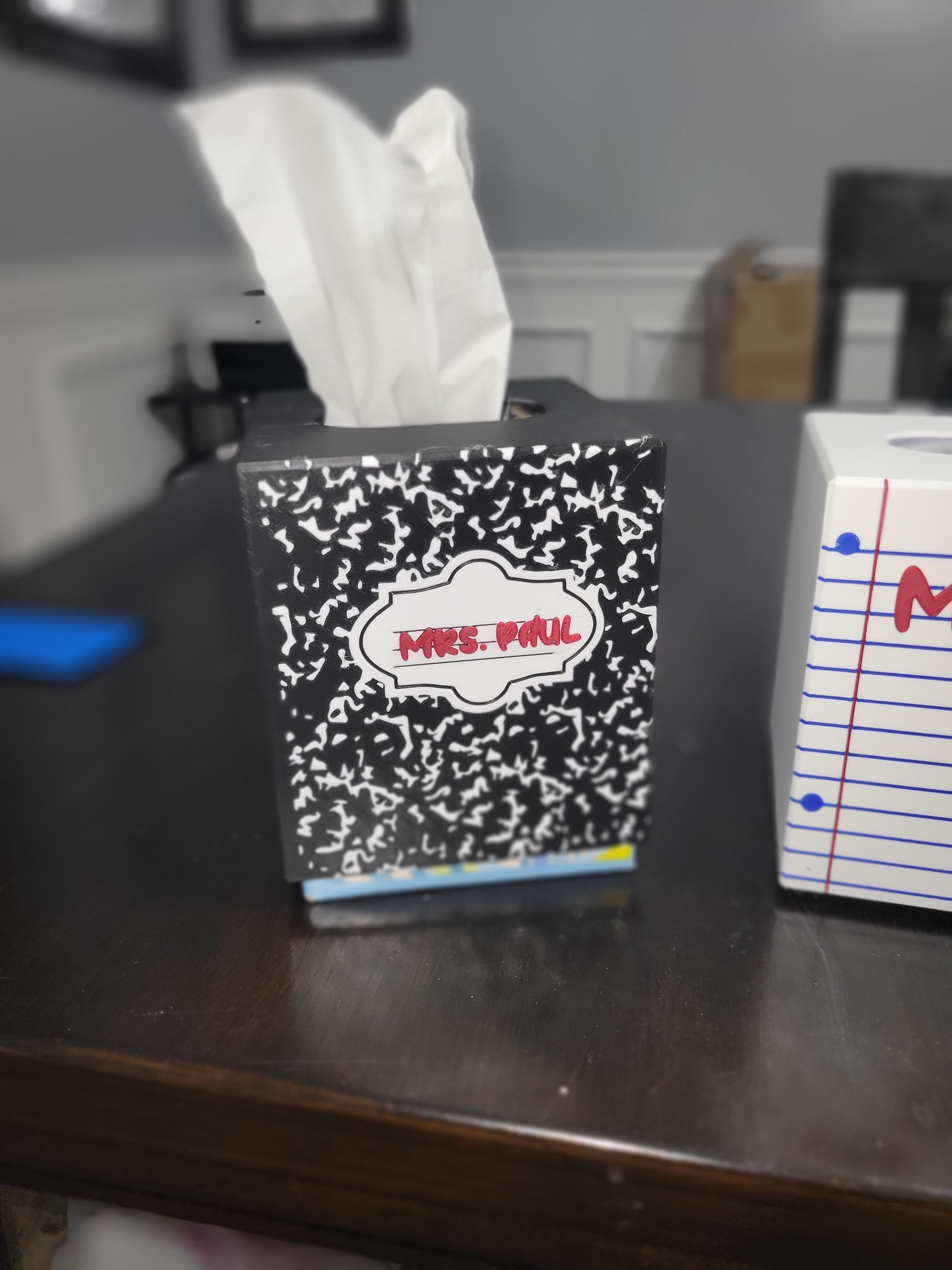 Composition/notebook paper Printed 3D Kleenex cover box