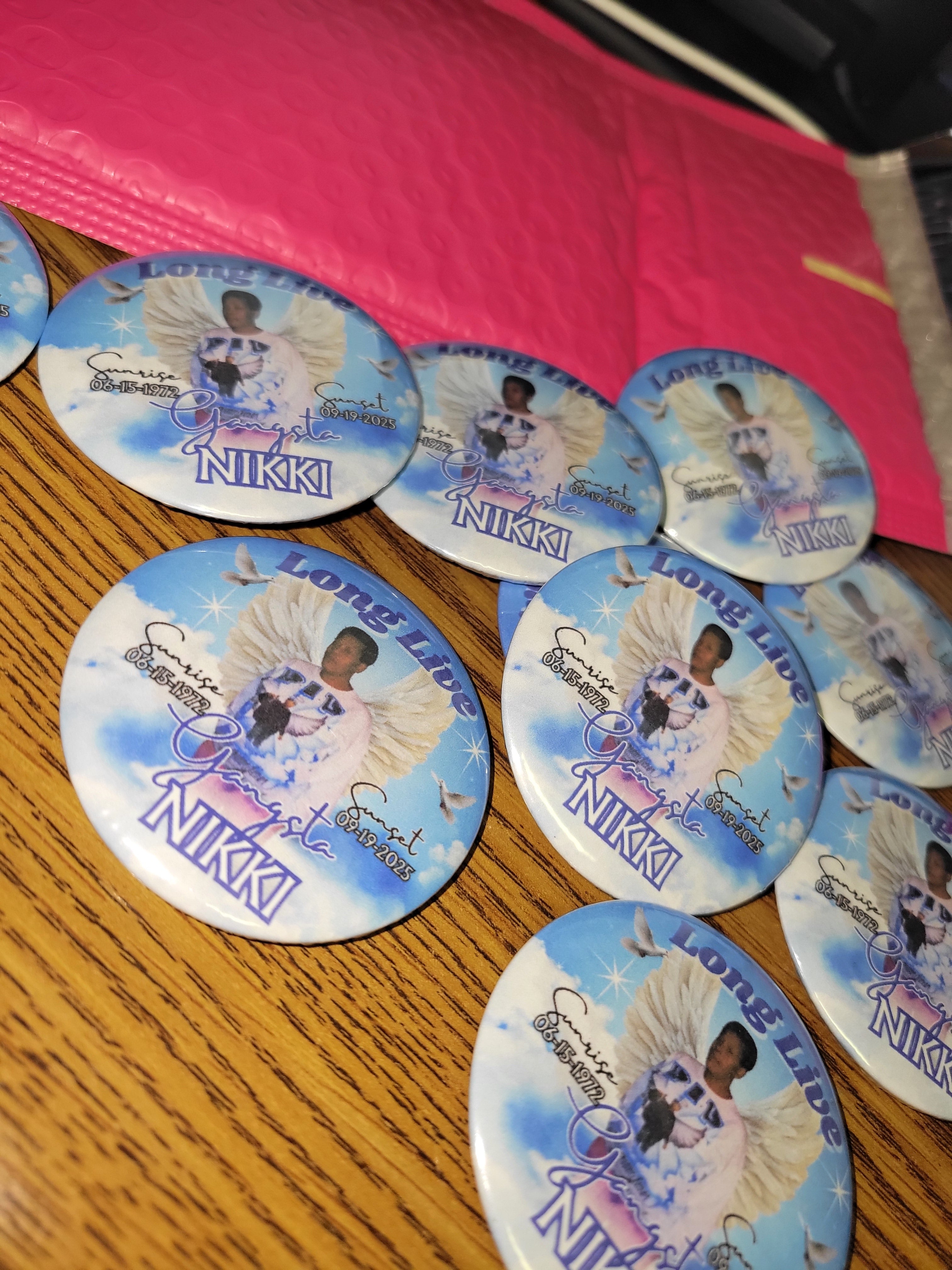 Photo and Text Button Pins, 2.25 inch Pinback Buttons, Personalized Picture Pins