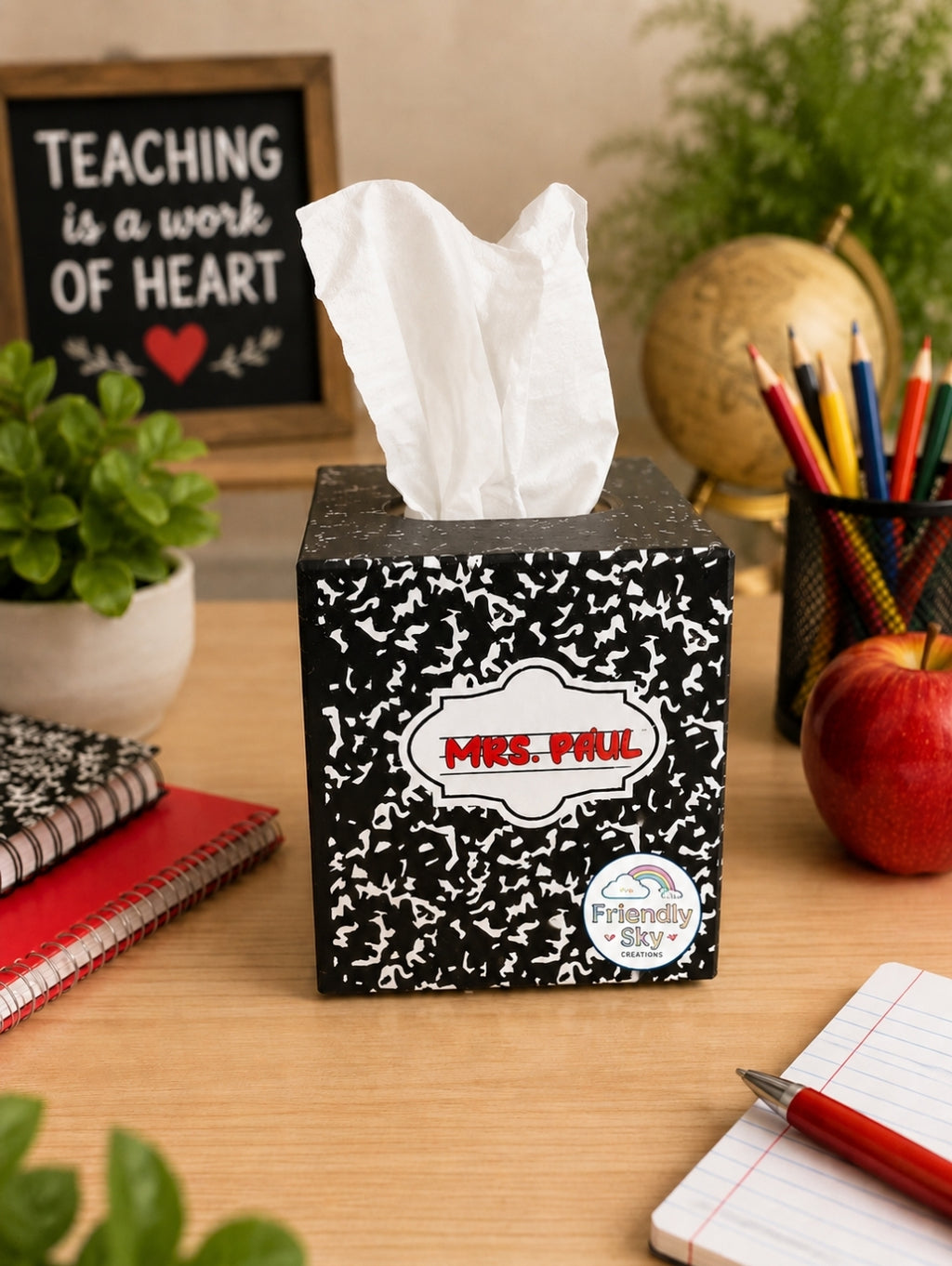 Composition/notebook paper Printed 3D Kleenex cover box