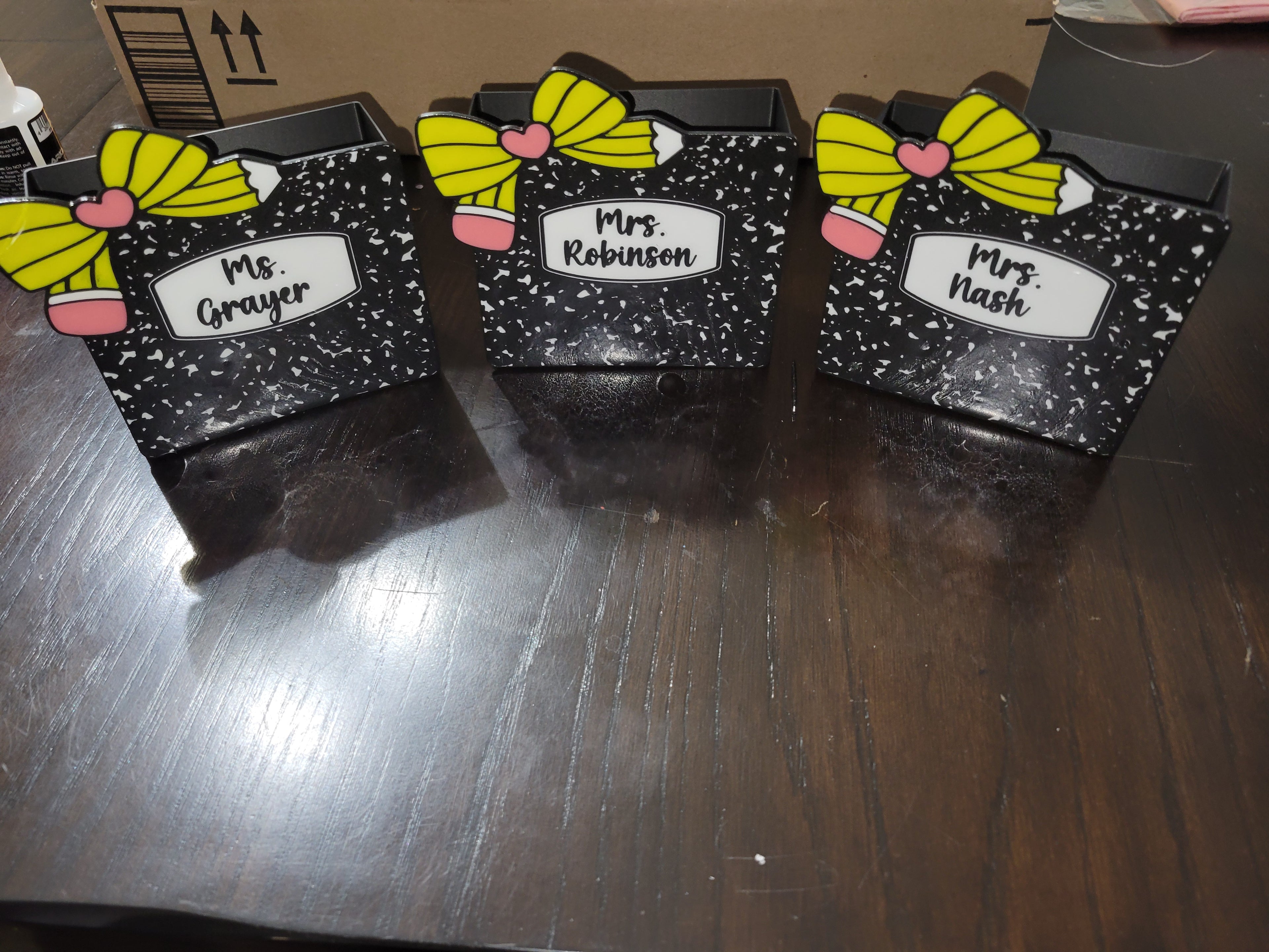 Personalized Teacher Desk Pen Holder